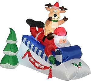 WeRChristmas Pre-Lit Santa and Reindeer Sleigh Inflatable with LED Lights and Fan, 150 cm - Large, Multi-Colour