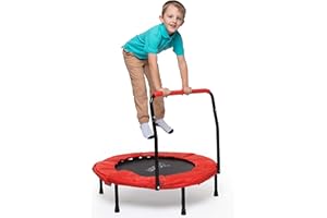 SVAN Portable 36 Inches Kid Trampoline w Handle for Stability and Safety Pad- Foldable Handrail for Easy Storage- Fitness Rebounder Trampoline for Kids and Adults- Quiet Indoor and Outdoor Exercise