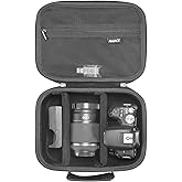 RAIACE Hard Carrying Case Compatible with Canon EOS Rebel T7 / R100 / R50, for Sony, for Nikon Camera, Camera Case with Mesh Pocket for Charger, Cables, Cards and Accessories. (case only) - Black