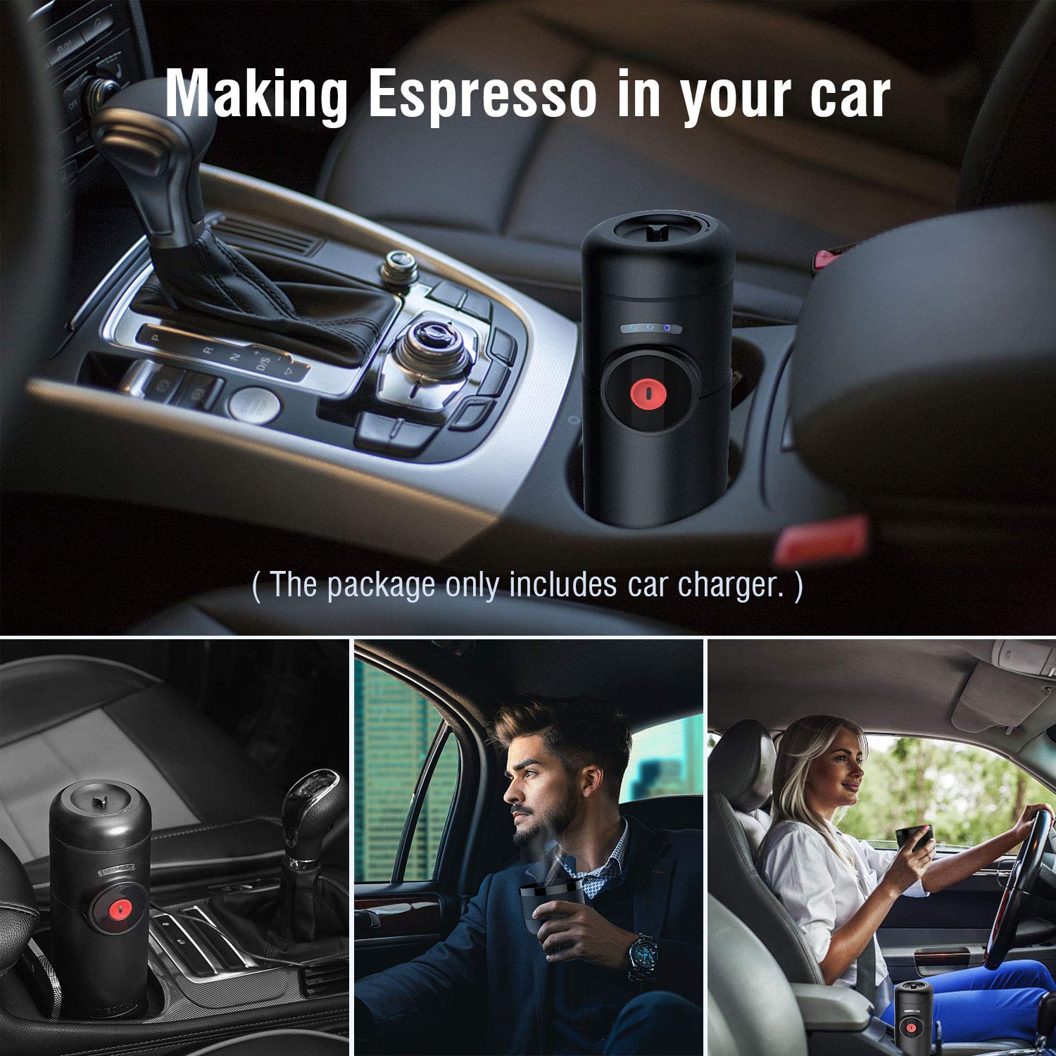 Electric Portable Espresso Machine with Rechargeable Battery, Small Automatic Quick Coffee Maker for Home Office Travel Camping Outdoor, Compatible with Nespresso Capsules and Sealpod, 50ML,Black