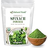 Z Natural Foods Organic Spinach Powder - 100% Pure & Nutrient-Dense Dried Raw Spinach Leaves for Immune & Energy Boost - Fresh Powdered Vegetable, Supports Eye & Heart Health, Vegan, 1 lb