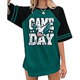 Football Shirts for Women Game Day Shirt Football Season Tshirt Team Fan Tees Graphic Raglan Short Sleeve Tops