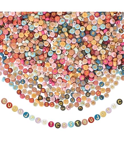 600PCS Letter Beads - 6mm Acrylic Cube Alphabet Beads With Hearts & Crosses For DIY Jewelry Making - View #3