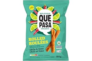 Que Pasa Organic Chile Lime Tortilla Chips, 184 g (Pack of 12), Made in Canada, Gluten Free, Non-GMO, by Nature's Path