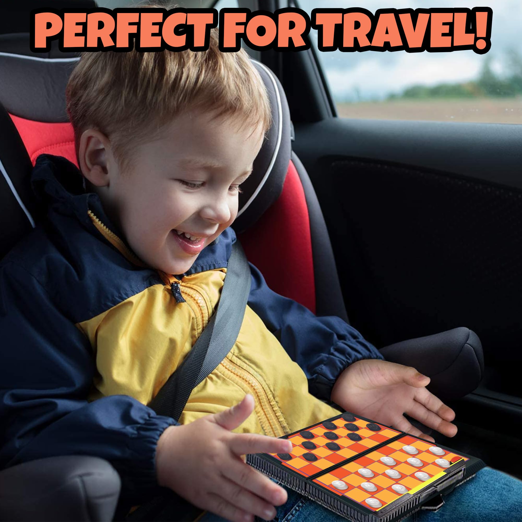 Gamie Magnetic Board Travel Games for Kids, Set Includes 12 Retro Fun Games - 5