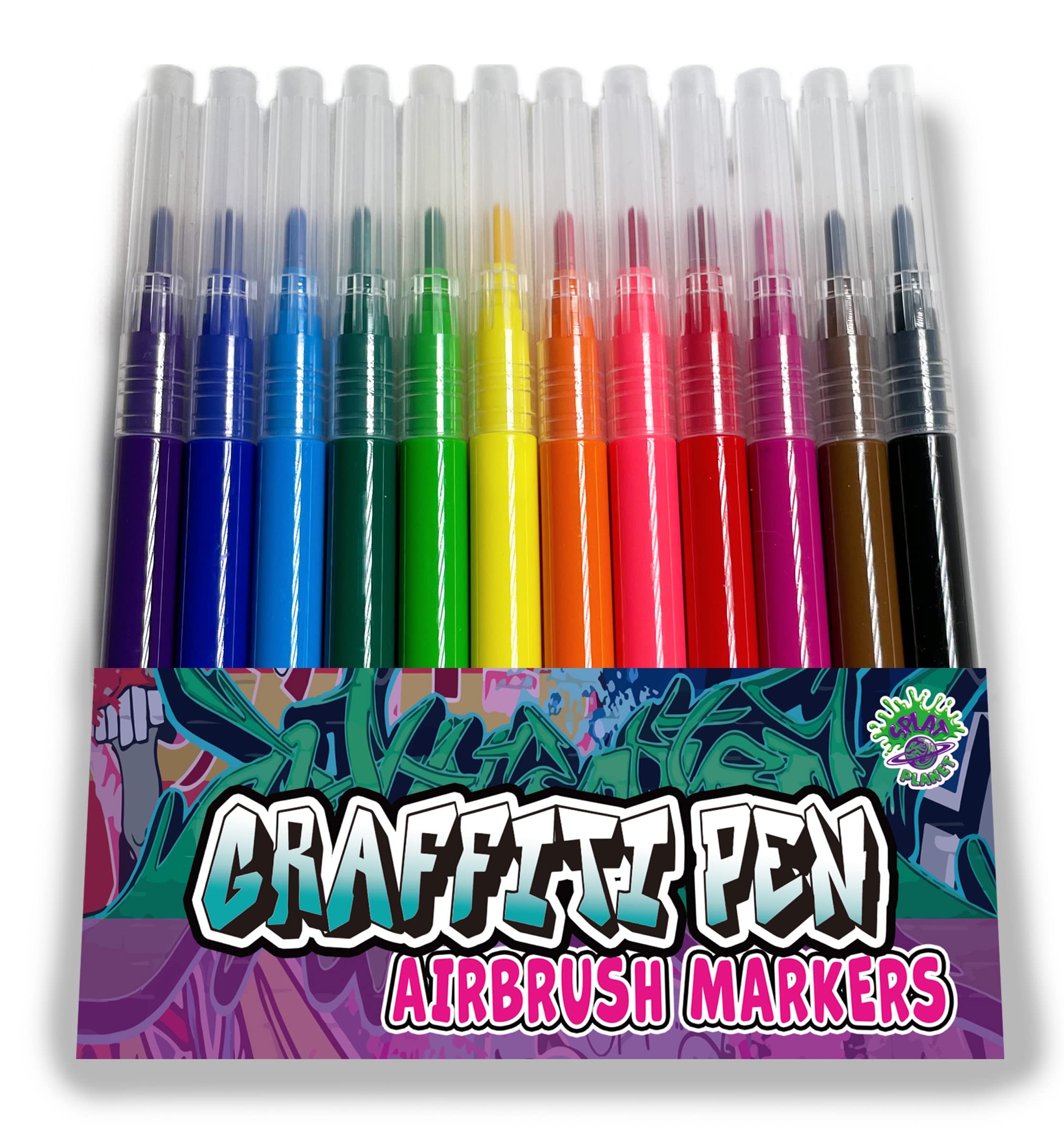 Splat Planet 12 Colour Washable Refill Pack For Graffiti Pen, Airbrush Pen For Kids - Painting and Colouring