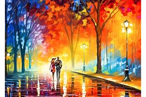 CHENGQISM Jigsaw Puzzles 1000 Pieces for Adults Evening Walk on Rainy Day Puzzles Evening Stroll Oil Painting Jigsaw Puzzles for Adults Teens Kids Brain Teaser