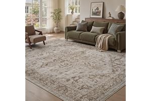 PADOOR 5×7 Area Rug for Living Room, Machine Washable Soft Large Bedroom Rug, Non-Slip Durable Low Pile Vintage Rug, Easy Cle