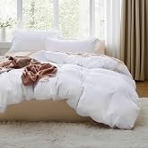 Bedsure Prewashed Duvet Cover King, Cotton-Like Bedding Set, Bright White | Ultra Soft, Relaxed Texture, Breathable Comfort, Hidden Zipper, 8 Corner Ties, Easy Care, OEKO-TEX Certified, Year-Round Use