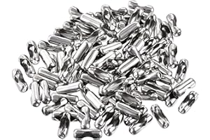 uxcell Ball Chain Connector, 2.4mm Ball Chains Clasp Crimp Clips Link Stainless Steel Connection, Pack of 100