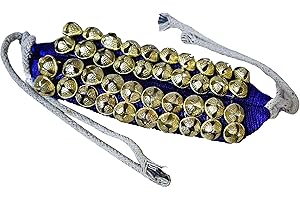 METAL BELLS INDIA MBI Ankle Bells Bharatnatyam Ghungroo and kathak dancing Anklet (Ghungroo) |Musical Instrument Dancing gear| Indian Classical Dancers Anklet (Blue Padded 2 Row with 40 Bells)