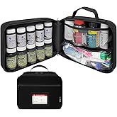 StarPlus2 Large Pill Bottle Organizer With Emergency Card - 10 Pockets Medicine Bag for Travel & Home Storage - Black