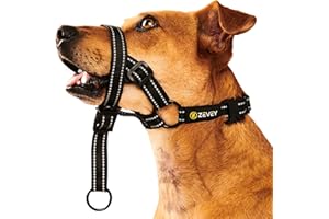 Zevey Dog Headcollar with Safety Strap Stops Heavy Pulling On The Leash Padded Reflective Head Halter for Small Medium Large Dogs Adjustable Head Harness for Training and Walking (Black, M)