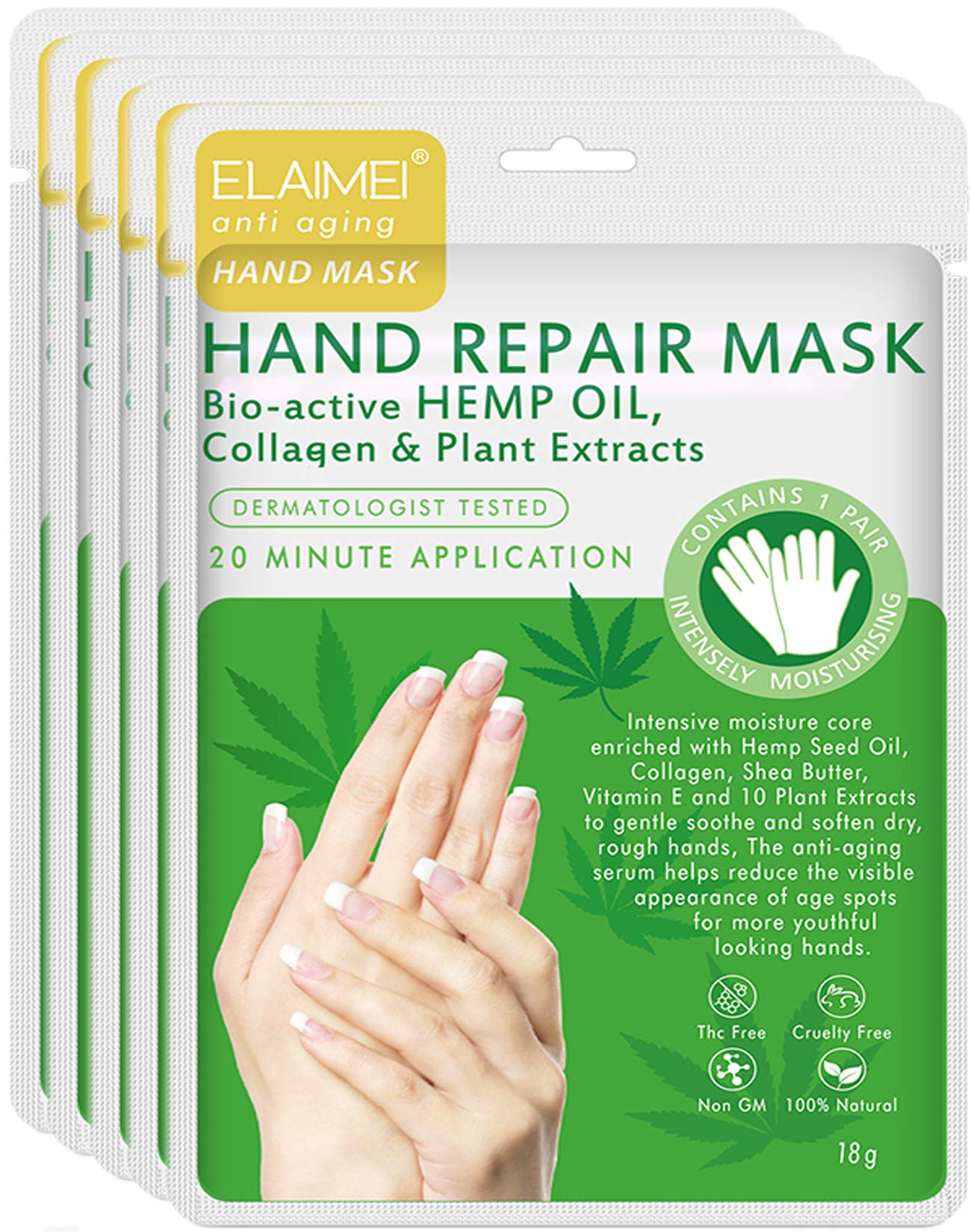 Moisturizing Gloves Hand Mask 5 Pack with Collagen, Shea Butter, Vitamin E - Deep Moisturizing Repair Skin for Dry Rough Hands - Perfect Daily Hand Care Treatment Get Soft Smooth Hands