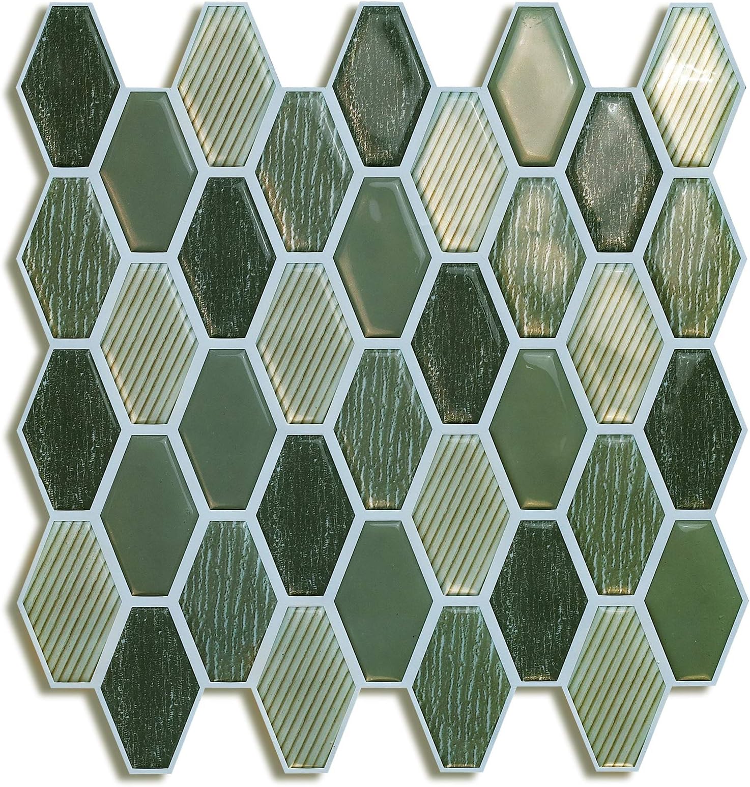 Peel and Stick Backsplash for Kitchen, Stick on Tile in Green (4 Tiles)