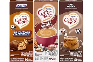 Nestle Coffee mate Liquid Coffee Creamer Singles Variety Pack, Snickers, Vanilla Caramel, Cafe Mocha, 50 Ct Box (Pack of 3)