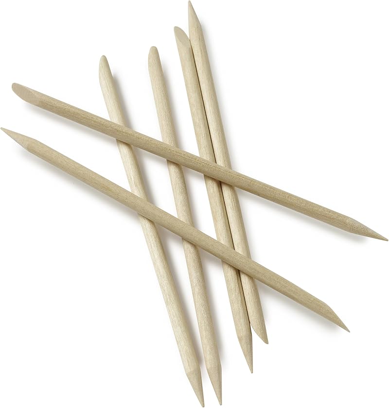 Manicare Cuticle Sticks 6 Pack Wooden Orange Dual Ended Pusher Cleaner