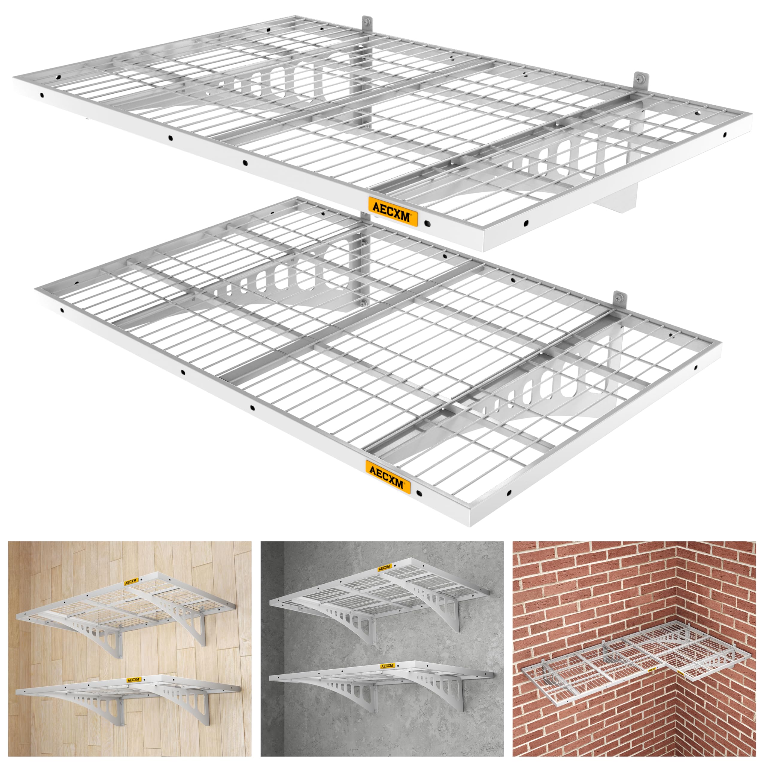 Photo 1 of ***PARTS ONLY***Aecxm 2x3ft 2Pack Wire Shelving Unit Heavy Duty Garage Storage Shelves Wall Mounted White 560lbs Load Capacity?24-inch-by-36-inch?
