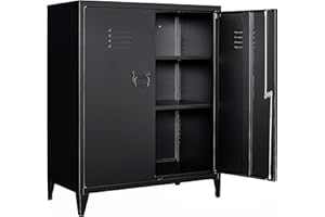 SISESOL Storage Cabinet with Doors and Shelves,40" Metal Storage Cabinet with Lock Door Adjustable Shelf,File Cabinet for Office Storage Cabinet, Home,School,Kitchen,Garage Storage Tool Wall Cabinet