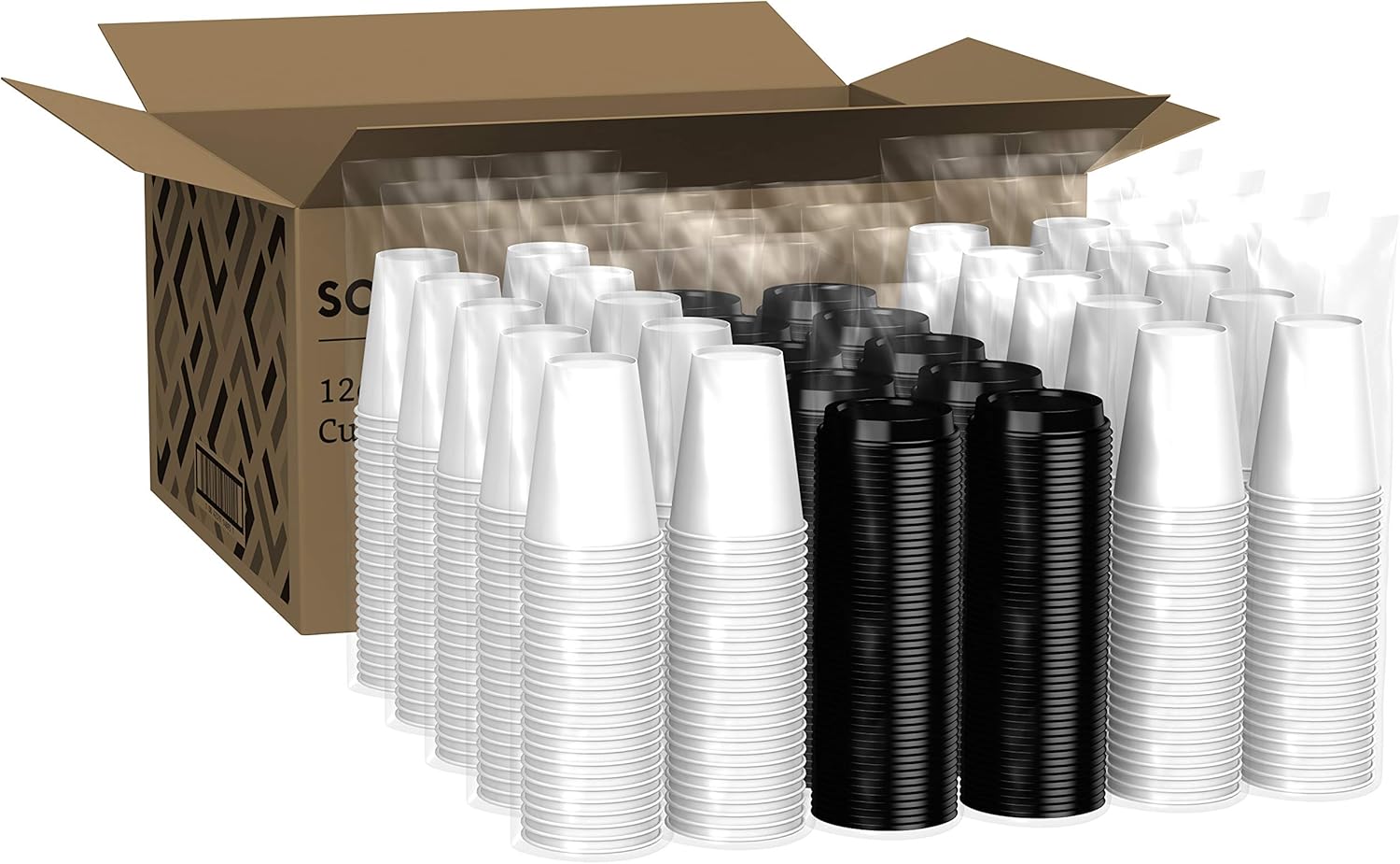  Brand - Solimo 12oz Paper Hot Cup with Lid, 150 Count: Health & Personal Care
