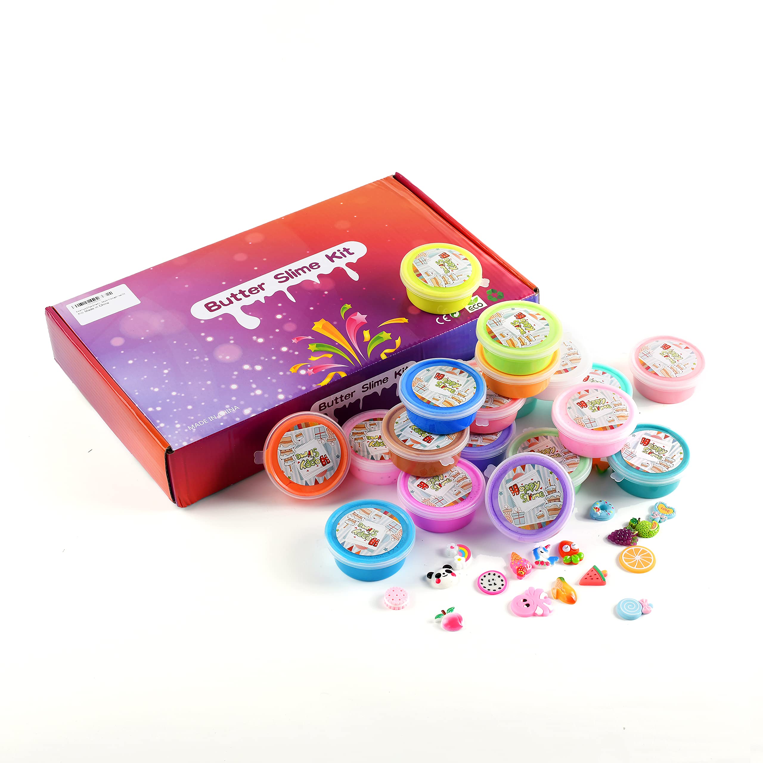 30 Pack Party Favor Slime Kit Fidget Toys, Super Soft and Non-Sticky, 30 Slime Charms, Rainbow Beads,Great for Kids Students Stress Relief Easter Basket Stuffers