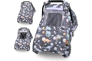 Bnditeu Car Seat Cover Baby, Carseat Covers Baby with 2 Layers Breathable Windows, Windproof Infant Car Seat Cover, Kick-Proof Baby Carrier Cover for Baby Boy Newborn Essentials