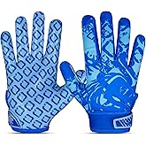 SKILLED SPORTS Velocity Pro Blue Football Receiver Gloves – All Weather Sticky Grip Gloves for Adults & Youth, Flexible & Breathable Lycra Build, Nano Sweet Palm for Superior Catch Control