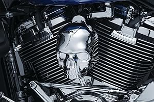 Kuryakyn 5730 Motorcycle Accent Accessory: Skull Horn Cover for 2017-19 Harley-Davidson Motorcycles with Stock Waterfall Style Horn Cover, Chrome