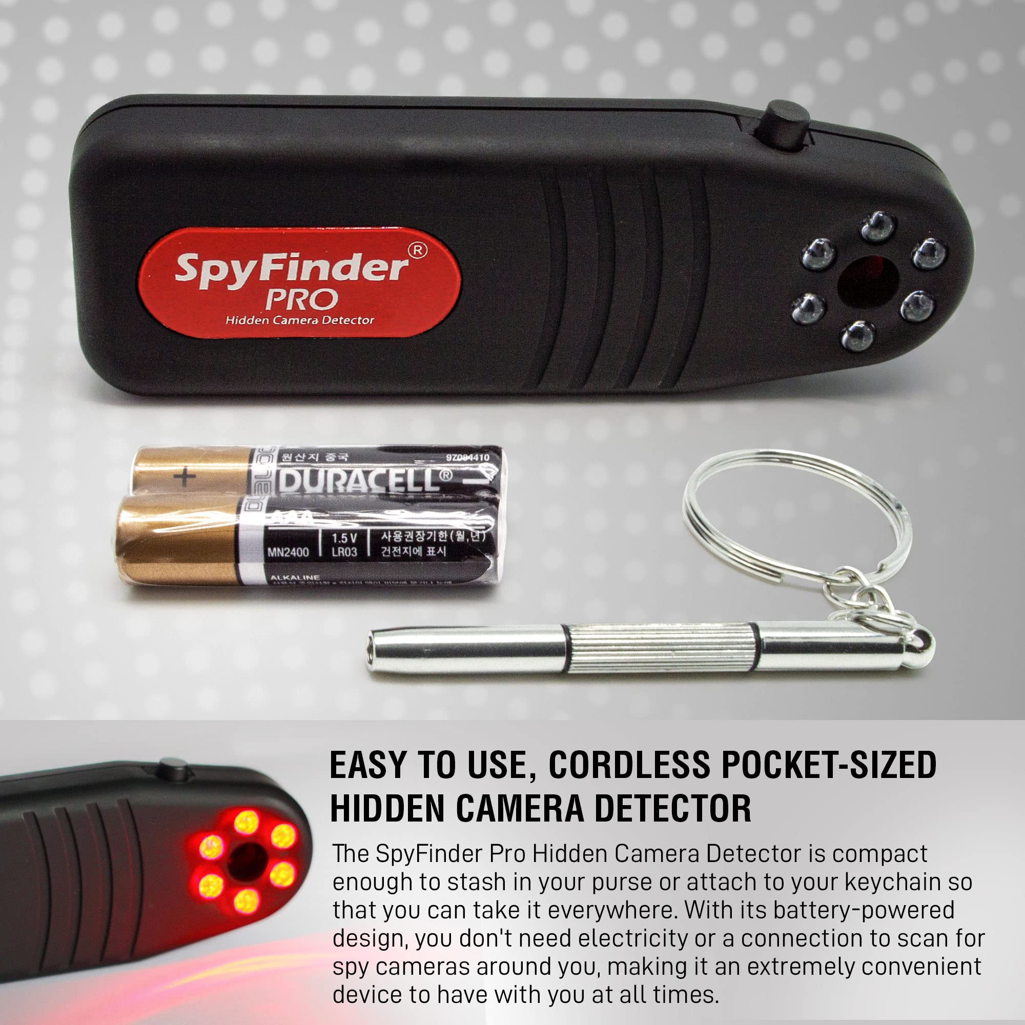 SPYFINDER PRO Portable Hidden Camera Detector and Anti-Spy Scanner - Detects Covert Video Devices and Tracking Cameras