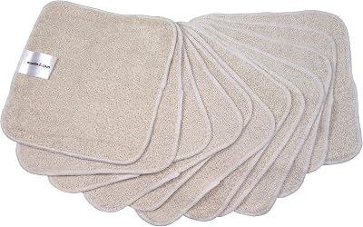 MuslinZ Bamboo Cotton Terry Wipes 12 Pack 20x20 cm Reusable Baby Wipes