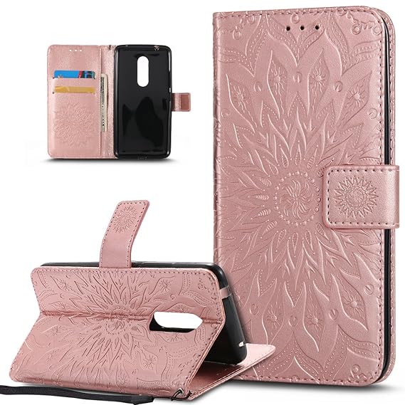 Kompatibel mit ZTE Axon 7 Hülle,ZTE Axon 7 Schutzhülle,Prägung Mandala Blumen Sonnenblume PU Lederhülle Flip Hülle Cover Scha