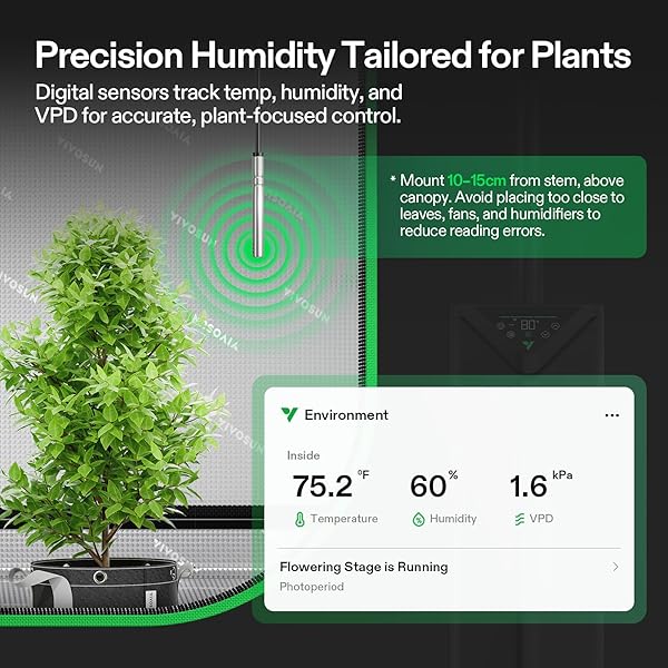 VIVOSUN AEROSTREAM H19 INTELLIGENT ENVIRONMENTAL 19L HUMIDIFIER WITH TEMP & HUMIDITY PROBE, TOP CONTROL PANEL, SMART REMOTE CONTROL, DESIGNED SPECIFICALLY FOR USE WITH GROW TENTS