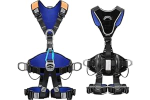 DIJJIG Fall Protection Full Body Safety Harness 5pt Roofing harnesses Aluminum O-Rings 8”Thick Back Support Belt Construction With Reflective Strips OSHA/ANSI Compliant