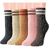 IIG Cute Warm Wool Socks for Women Super Cozy Thick Crew Winter Socks Gifts, 5 Pairs