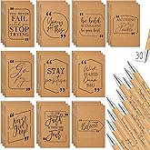 Fulmoon 60 Pcs Motivational Pens Notebook Gifts Bulk Inspirational Quote Ballpoint Pen Small Pocket Notepads Mini Journals Appreciation Gifts for Teachers Employee Students (Brown)