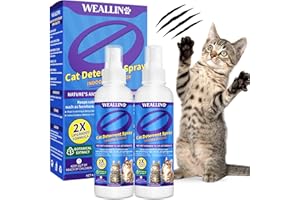 WEALLIN Keep Away Cat Deterrent Spray-2 Pack(8.12 Oz), Natural Cat Repellent Spray Safe Indoor & Outdoor Deterrent for Furniture Protection, Effective Anti-Scratch Training Aid
