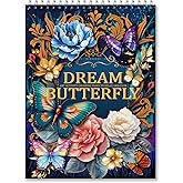 Sitsink Coloring Books for Adults Relaxation - 60 Sheets Butterfly Flower Pattern Spiral Coloring Book for Adults Women, Anxiety Stree Relief Gift Color Book for Women