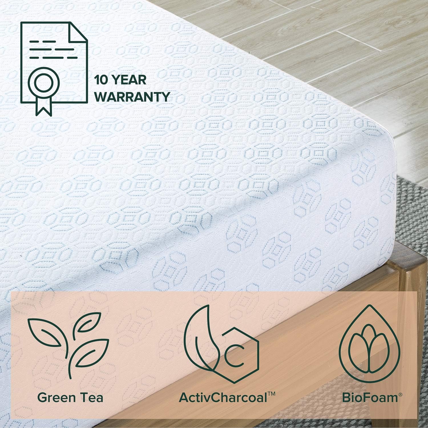 Zinus 8 Inch Gel-Infused Green Tea Memory Foam Mattress / Cooling Gel Foam / Pressure Relieving / CertiPUR-US Certified / Bed-in-a-Box, Twin: Furniture & Decor