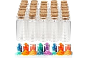 OKXIRI 30 PCS Mini Glass Bottles, 10ml Small Glass Bottles, Vials Cork Stoppers, Spell Jars DIY Message Decoration Mini Vials for Party, Art Crafts, DIY Projects, Wedding Favors