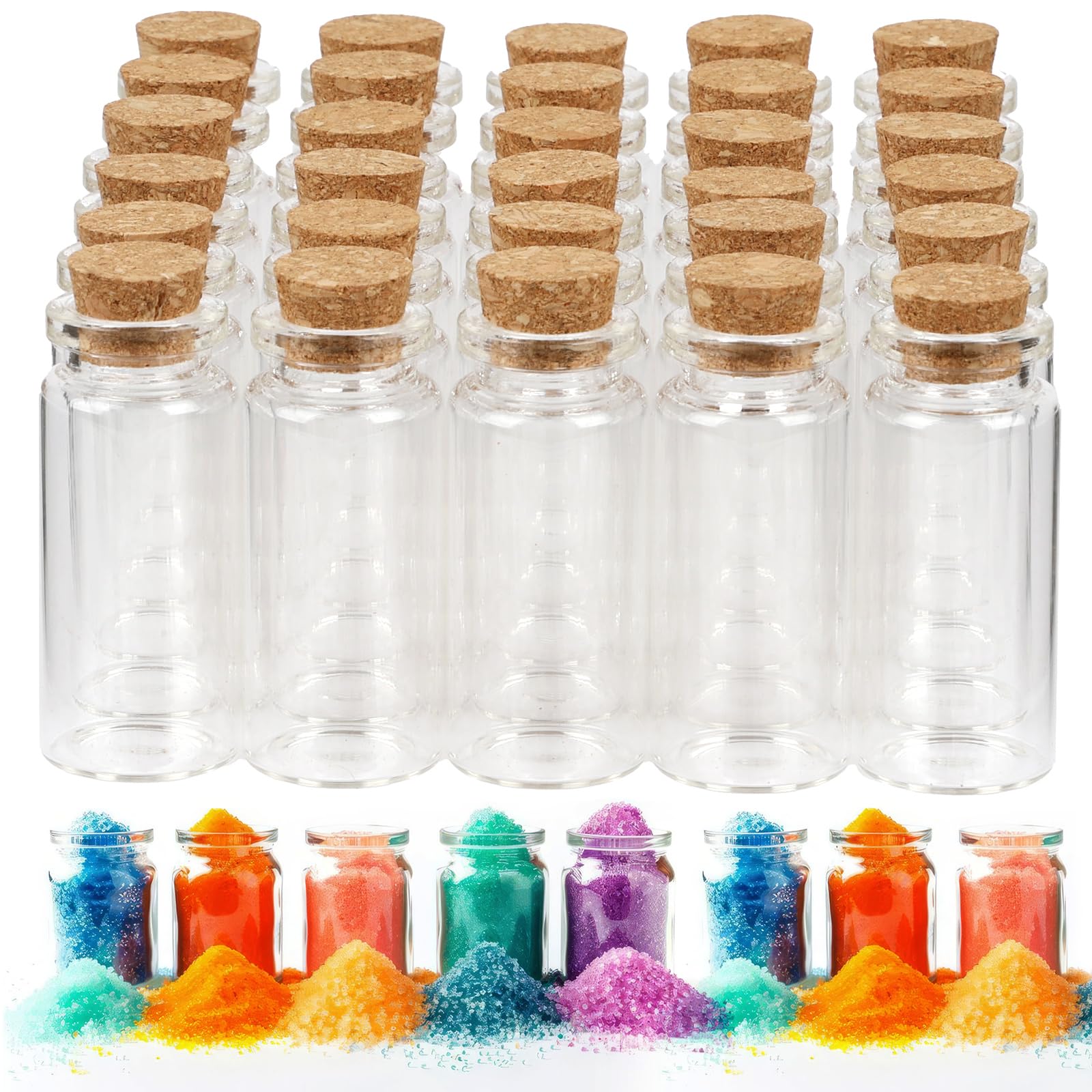 Photo 1 of 30 PCS Mini Glass Bottles, 10ml Small Glass Bottles, Vials Cork Stoppers, Spell Jars DIY Message Decoration Mini Vials for Party, Art Crafts, DIY Projects, Wedding Favors