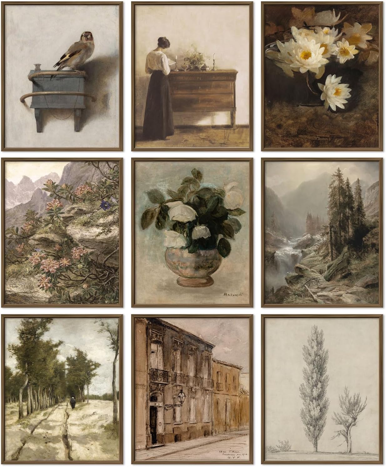 Paintings - ANERZA 9 PCS Vintage Wall Art Decor, Farmhouse Wall Prints for Bedroom, Rustic Posters for Room Aesthetic, Wall Collage Kit Pictures for Living Room, Cottagecore Dorm Gallery Home Decor