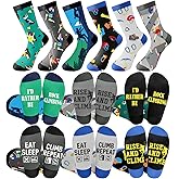 Bonuci 6 Pairs Rock Climbing Socks Novelty Rock Climbing Gifts Running Hunting Socks for Men Women Climbers Christmas