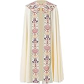 Catholic Clergy Chasuble with Tassel Pendant, Unisex Church Priest Vestments Celebrant Cope Mass Robe, 4 Colors