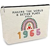 ancpeany Happy 60th Birthday Gifts for Women Makeup Bag, Funny 1965 60 Year Old Birthday Decorations Gift Ideas for Grandma, Mom, Her, Wife, Sister, Aunt, Small Cosmetic Travel Bags for Mothers Day