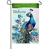 Peacock Garden Flag 12x18 Inch Double Sided Welcome Yard Flag Peacock Garden Decor Burlap Banner Front Porch Lawn Outdoor Decorations