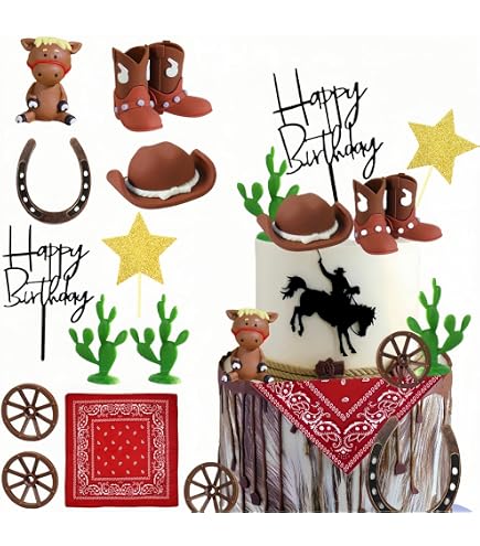 Tortenaufsatz 'Happy 21st' Mit Cowboy-Motiv – Kuchendekoration Für 21. Geburtstag, Jungen & Mädchen