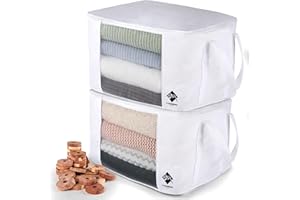 Sweater Storage for Closet – 2 Large Cotton Garment Bags, 30 Cedar Rings, & Mesh Window for Cashmere Sweaters – Wool & Cotton Sweater Organizer by Cashmere Kiwi, 15 x 11 x 9 In