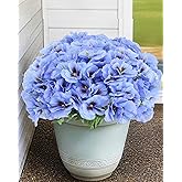 Artificial Pansy Flowers for Outdoors, 12 Bundles Fake Flowers for Outdoor Planters, Faux Plants with Silk Extra Large Flowers for Porch Decor Garden Patio Home Aesthetic (Blue)