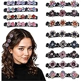 12PCS Sparkling Crystal Stone Braided Hair Clips for Women and Girls, Braided Hair Clip Rhinestone Four-Leaf Duckbill Clips for Styling Decorative Rhinestone Hairstyle Accessories