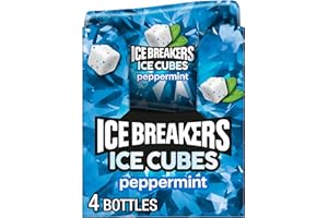 ICE BREAKERS Ice Cubes Peppermint Sugar Free Chewing Gum Bottles, 3.24 oz (4 Count, 40 Pieces)